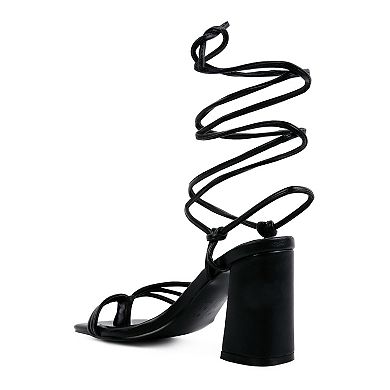 London Rag Piri Women's Toe Ring Tie-Up Block Heel Sandals