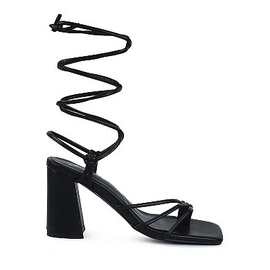 London Rag Piri Women's Toe Ring Tie-Up Block Heel Sandals