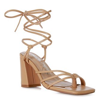 London Rag Piri Women's Toe Ring Tie-Up Block Heel Sandals