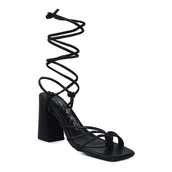 London Rag Piri Women's Toe Ring Tie-Up Block Heel Sandals