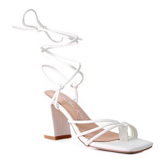 London Rag Piri Women's Toe Ring Tie-Up Block Heel Sandals