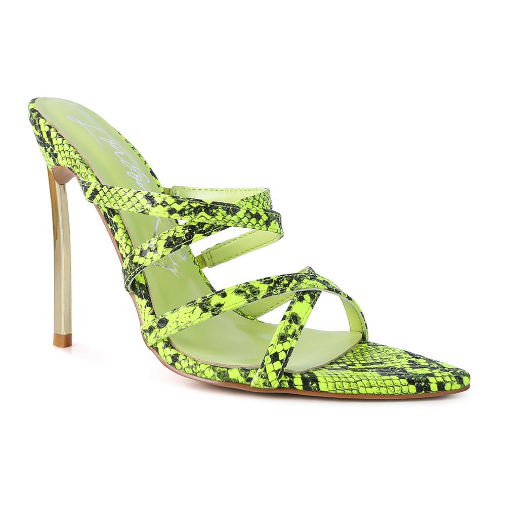 NIGHTCLUB HIGH HEELED NEON ANIMAL SANDALS main image 0
