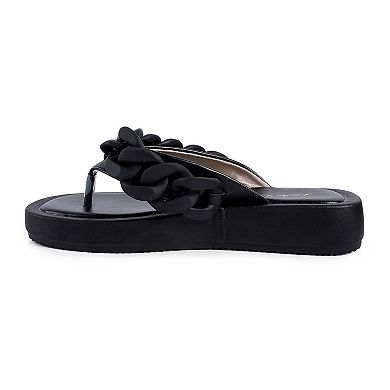 London Rag Xing Women's Chain Thong Sandals