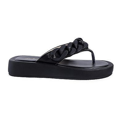 London Rag Xing Women's Chain Thong Sandals