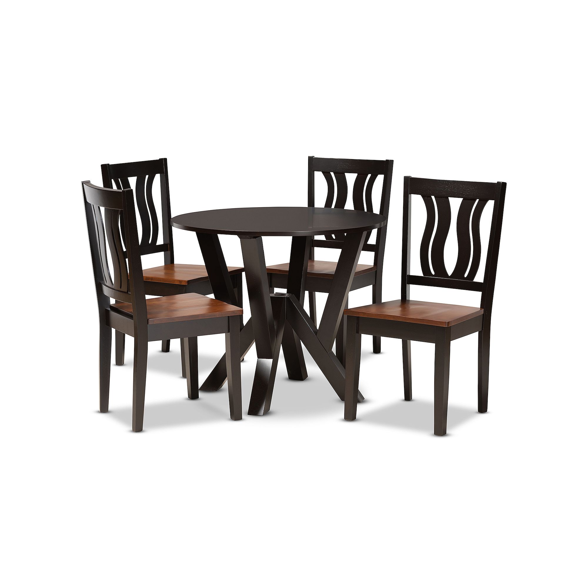 Baxton Studio Noelia Dining 5-piece Set, Dark Brown Brown