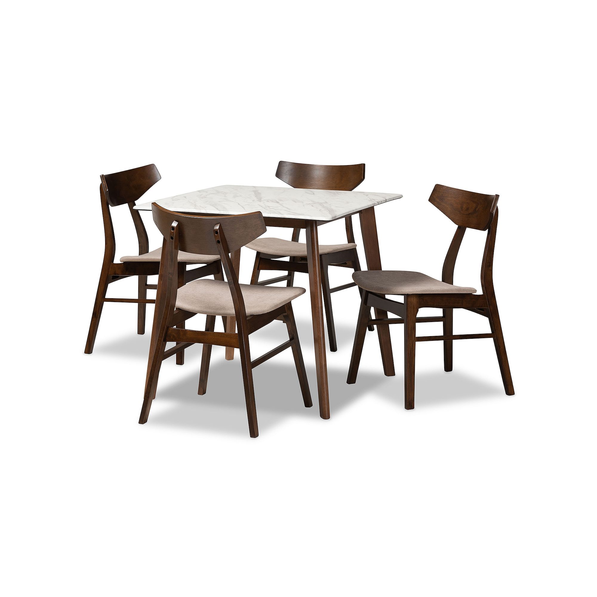 Baxton Studio Pearson Dining 5-piece Set, Beige Brown Marble