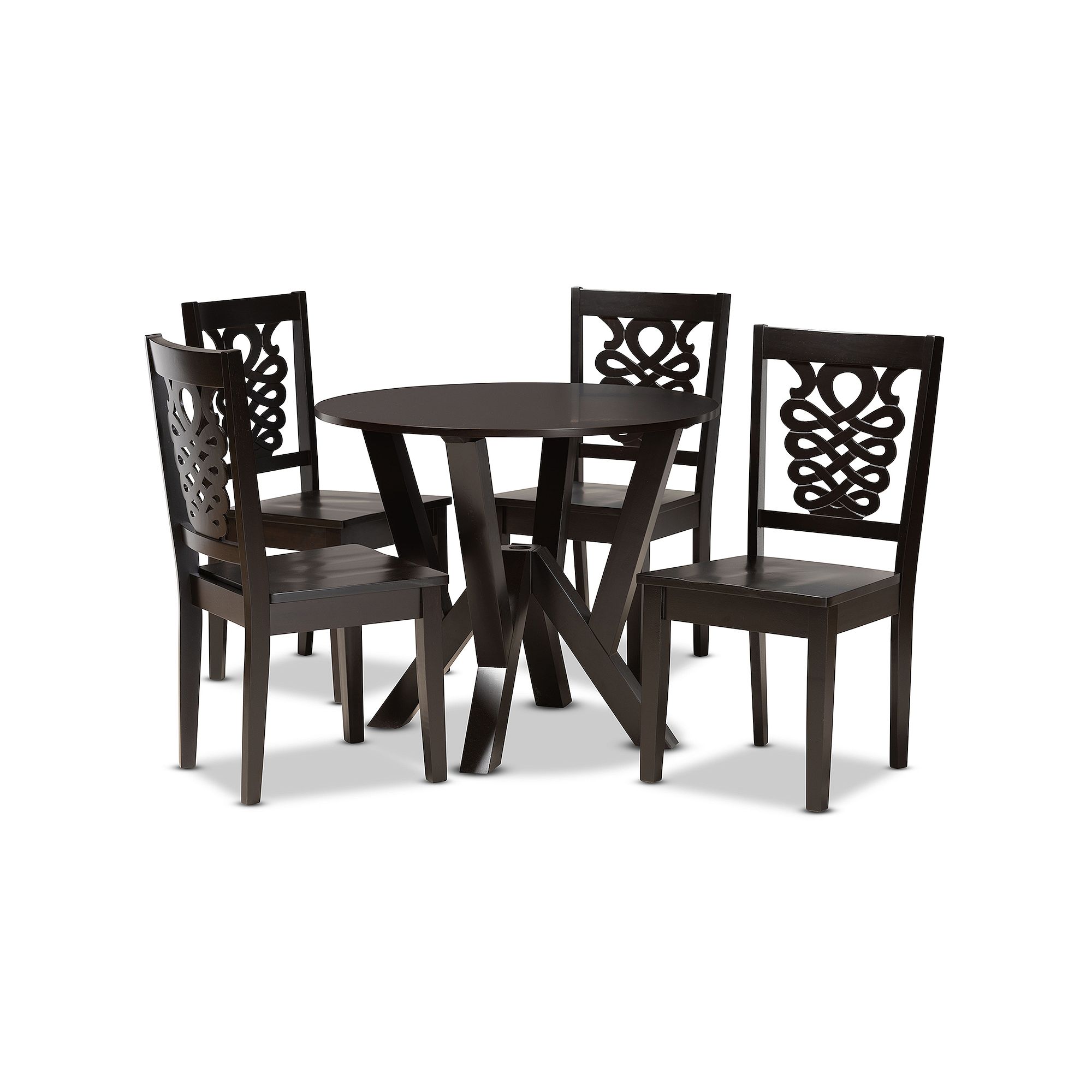 Baxton Studio Valda Dining 5-piece Set, Dark Brown