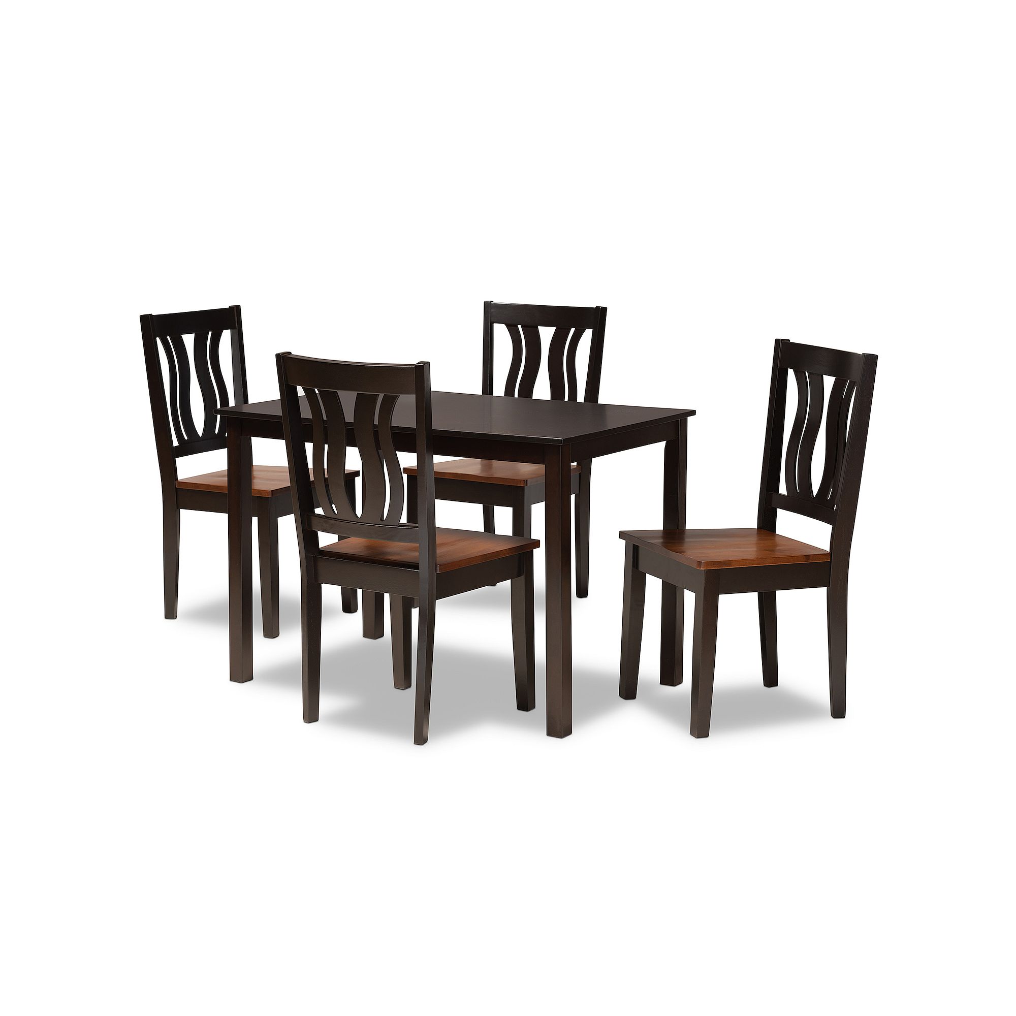 Baxton Studio Zamira Dining 5-piece Set, Dark Brown Brown