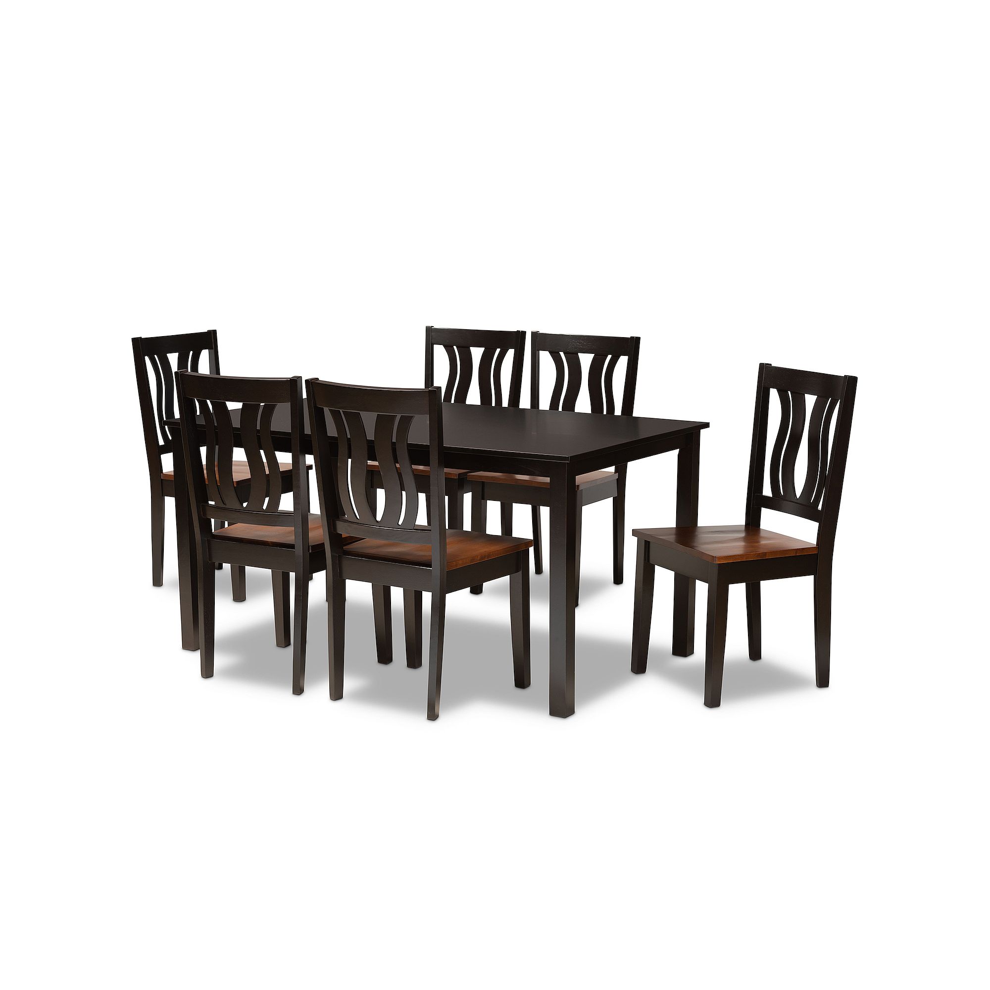 Baxton Studio Zamira Dining 7-piece Set, Dark Brown Brown
