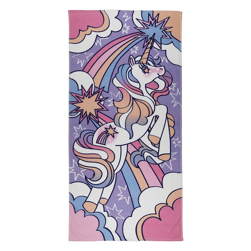 The Big One Kids Unicorn Beach Towel, Purple, 28x58