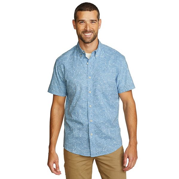 Men's Eddie Bauer Baja Print Short Sleeve Button-Down Shirt - Blue Fog (S)