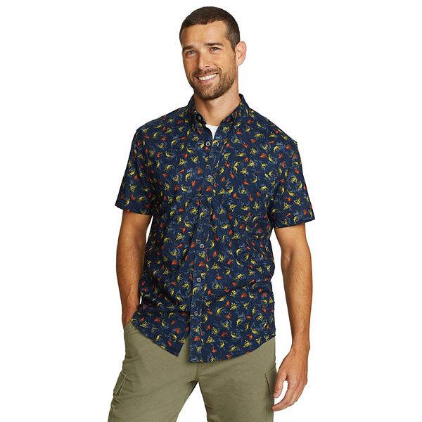 Men's Eddie Bauer Baja Print Short Sleeve Button-Down Shirt - Brook (S)