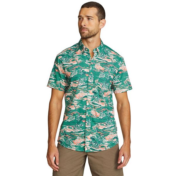 Men's Eddie Bauer Baja Print Short Sleeve Button-Down Shirt - Clover (L)