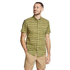 Eddie Bauer mens XL Button Down Short Sleeve Shirt Hiking Fishing Mint  Green