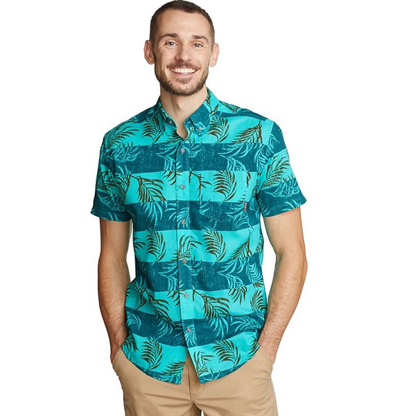 Men's Eddie Bauer Baja Print Short Sleeve Button-Down Shirt - Turquoise (M)