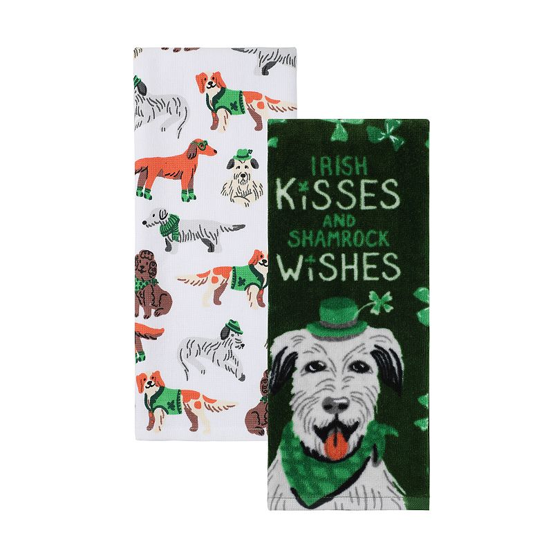Celebrate Together St. Patricks Day Irish Kisses Dog Kitchen Towel 2-pk., 