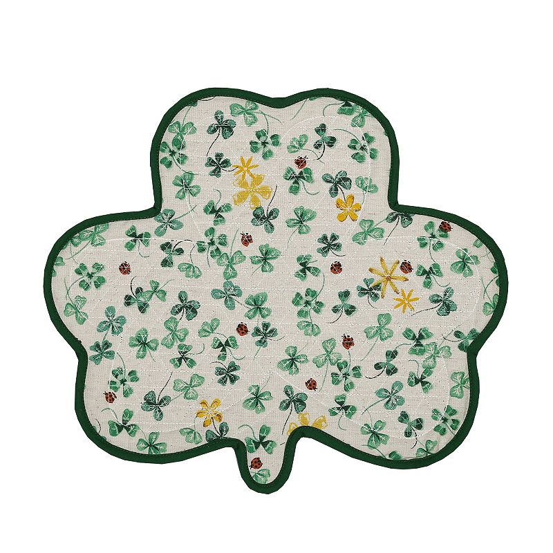 Celebrate Together St. Patricks Day Quilted Clover Placemat, Med Green, Fi