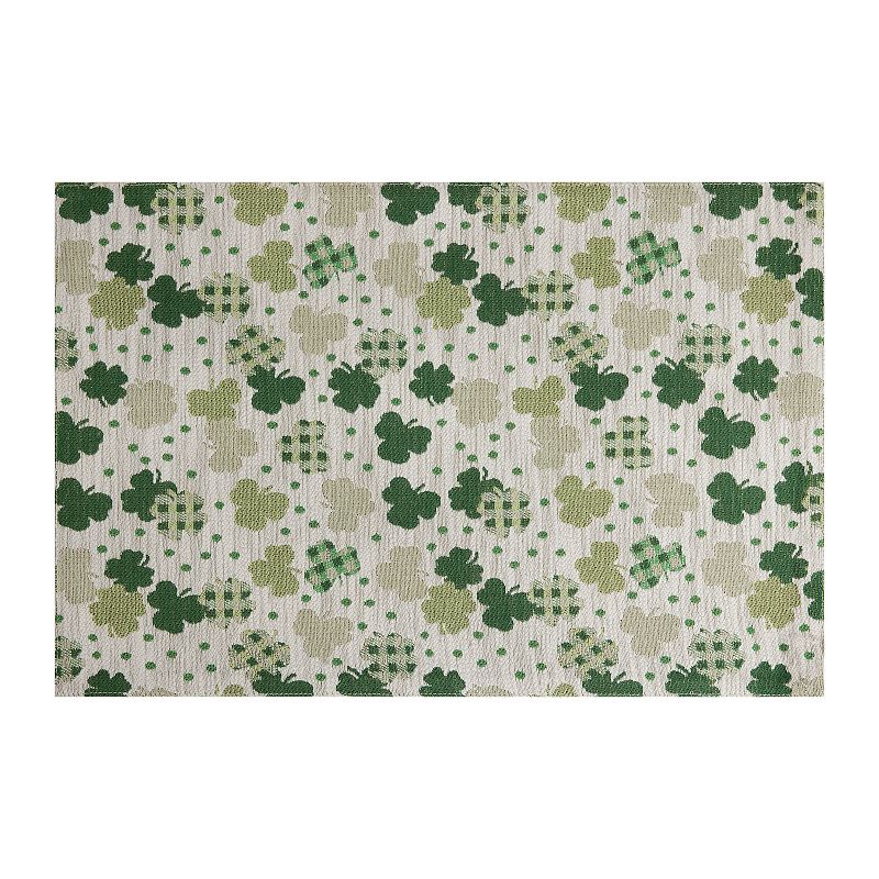 Celebrate Together St. Patricks Day Clover Tapestry Placemat, Med Green, F