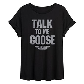 Juniors' Top Gun Maverick Talk To Me Goose Oversized Tee