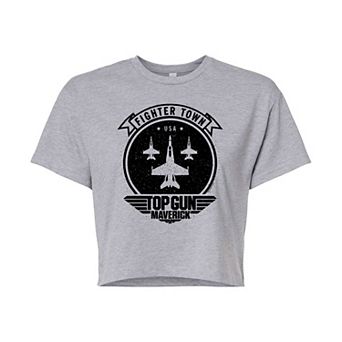 Juniors' Top Gun: Maverick "Fighter Town" Cropped Graphic Tee
