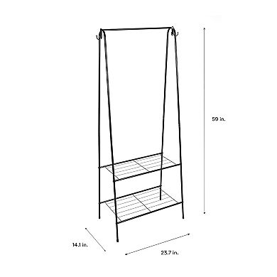 Organize It All Garment Rack with 2 Tier Shelving