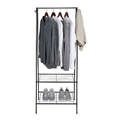 Organize It All Garment Rack with 2 Tier Shelving