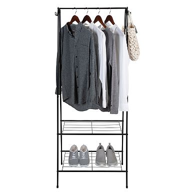 Organize It All Garment Rack with 2 Tier Shelving