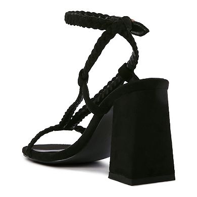 London Rag Smoosh Women's Braided Block Heel Sandals