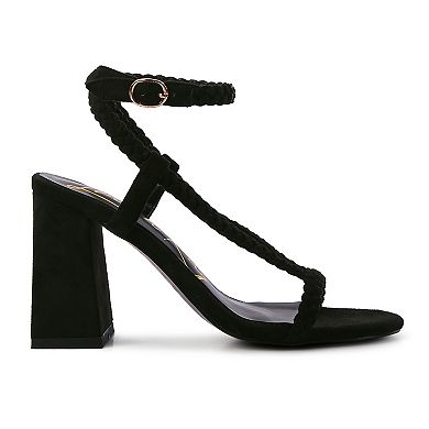 London Rag Smoosh Women's Braided Block Heel Sandals