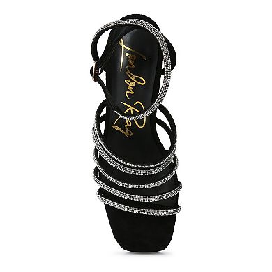 London Rag Tricks Women's Rhinestone Block Heel Sandals