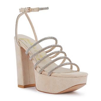 London Rag Tricks Women's Rhinestone Block Heel Sandals