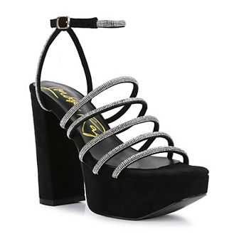 London Rag Tricks Women's Rhinestone Block Heel Sandals