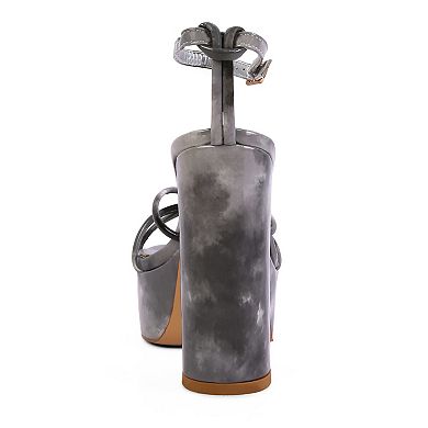 London Rag Prisma Women's Tie-Dye Platform Block Heel Sandals