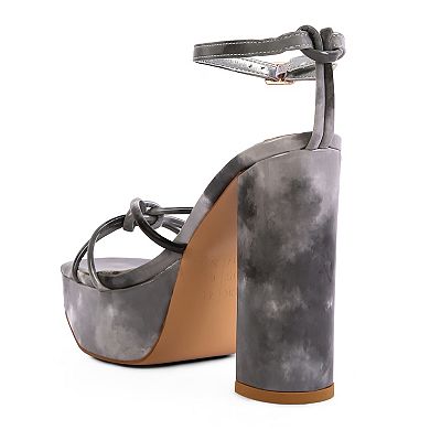 London Rag Prisma Women's Tie-Dye Platform Block Heel Sandals
