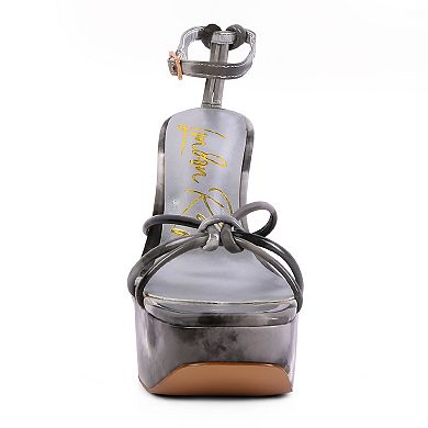 London Rag Prisma Women's Tie-Dye Platform Block Heel Sandals