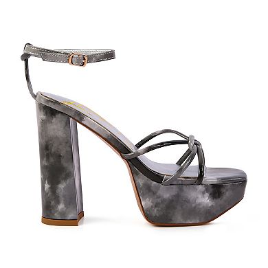 London Rag Prisma Women's Tie-Dye Platform Block Heel Sandals