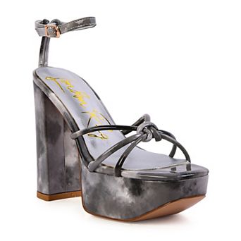 London Rag Prisma Women's Tie-Dye Platform Block Heel Sandals