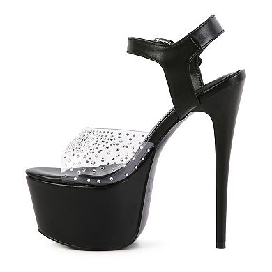 London Rag First Date Women's Rhinestone High Heel Sandals