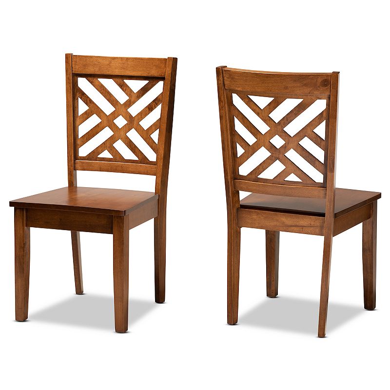 2pc Caron Wood Dining Chair Set Brown - Baxton Studio