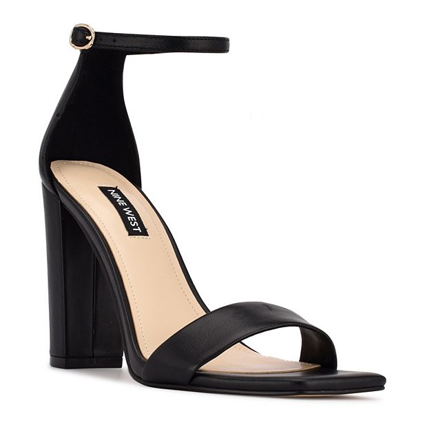 Nine West Women's Marrie Heeled Sandal – Square Toe, Adjustable Ankle Strap, Block Heel (3.94\"), Dressy & Chic