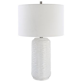 Ceramic Wavy Textured White Table Lamp
