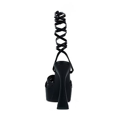 Rag & Co Splitsoul Women's Leather Strappy Block Heel Sandals