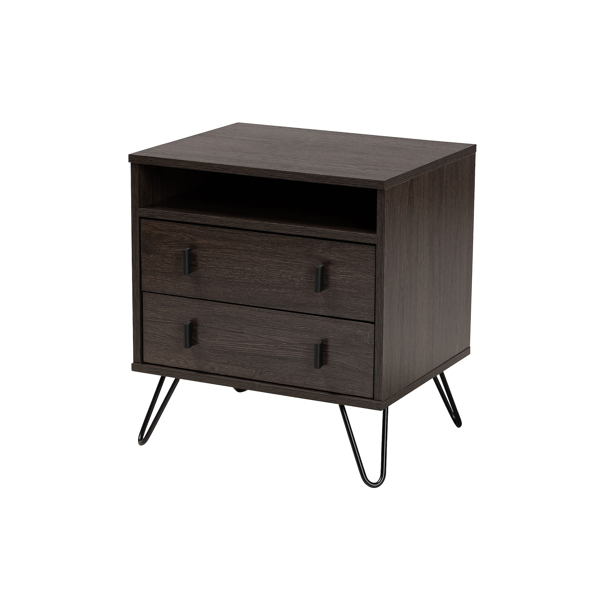Baxton Studio Glover Nightstand, Dark Brown Rose Gold