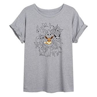 Juniors' Pokémon Eevee Group Oversized Graphic Tee