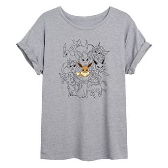 Juniors' Pokémon Eevee Group Oversized Graphic Tee