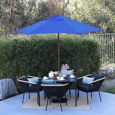 Astella 9-ft. Wood-Grained Market Push Lift Patio Umbrella