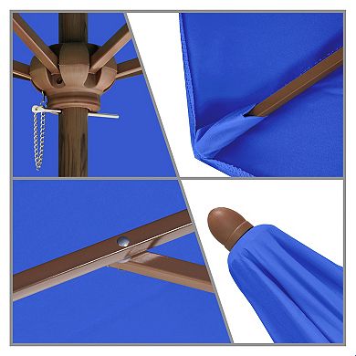 Astella 9-ft. Wood-Grained Market Push Lift Patio Umbrella
