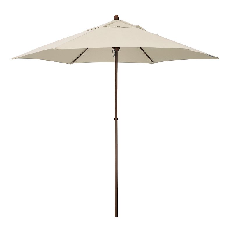 Astella 9-ft. Wood-Grained Market Push Lift Patio Umbrella, Beig/Green