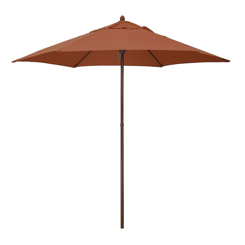Astella 9-ft. Wood-Grained Market Push Lift Patio Umbrella, Red