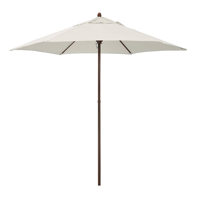Astella 9-ft. Wood-Grained Market Push Lift Patio Umbrella, White